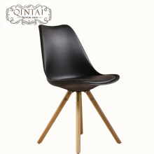 Alibaba China suppliers new product leather cushion wooden leg commercial tulip plastic chair